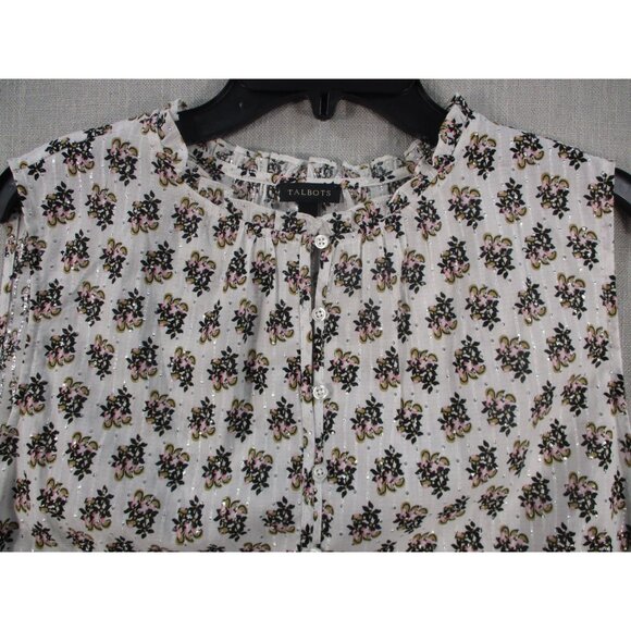 Talbots Womens Sleeveless Floral Blouse XL - Cotton & Polyester Blend - Picture 3 of 8